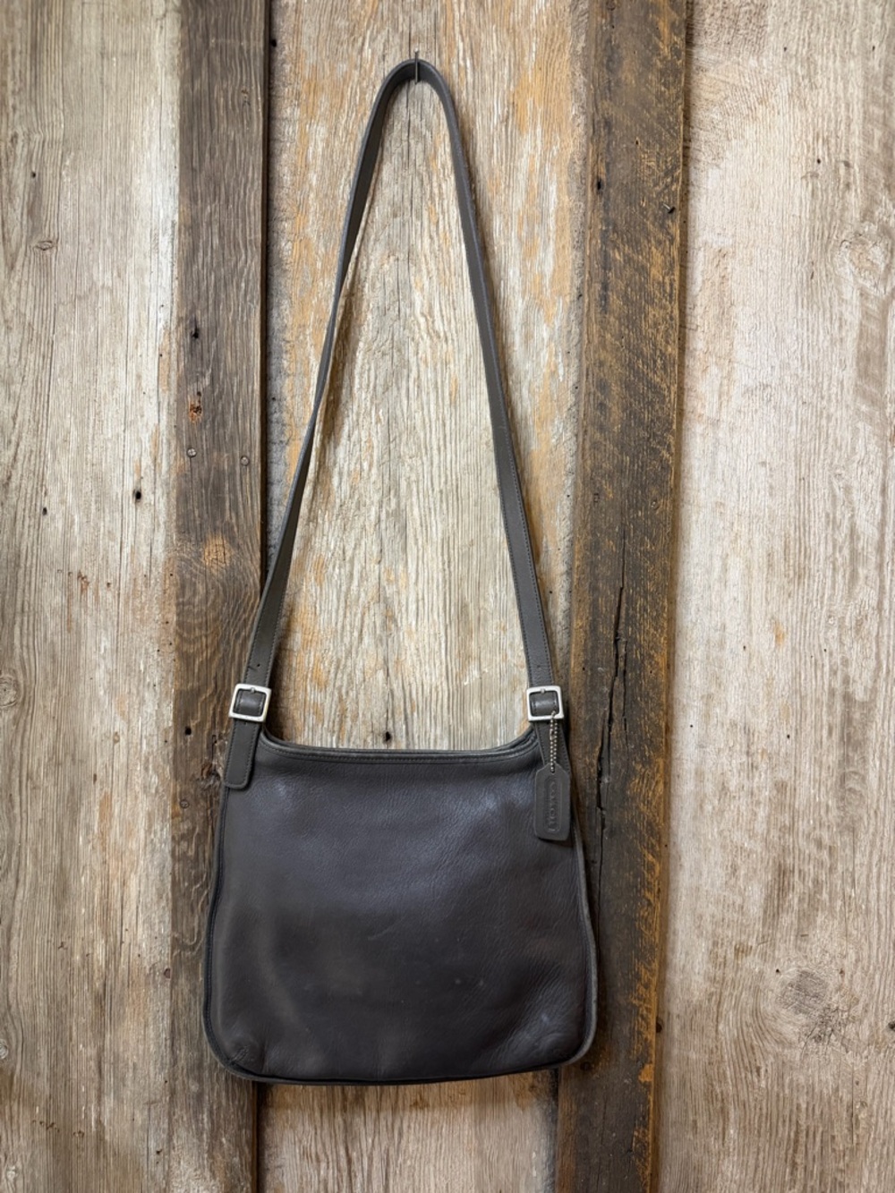 Vintage 90s Coach 9146 Hippie Grayish Brown Leather Crossbody